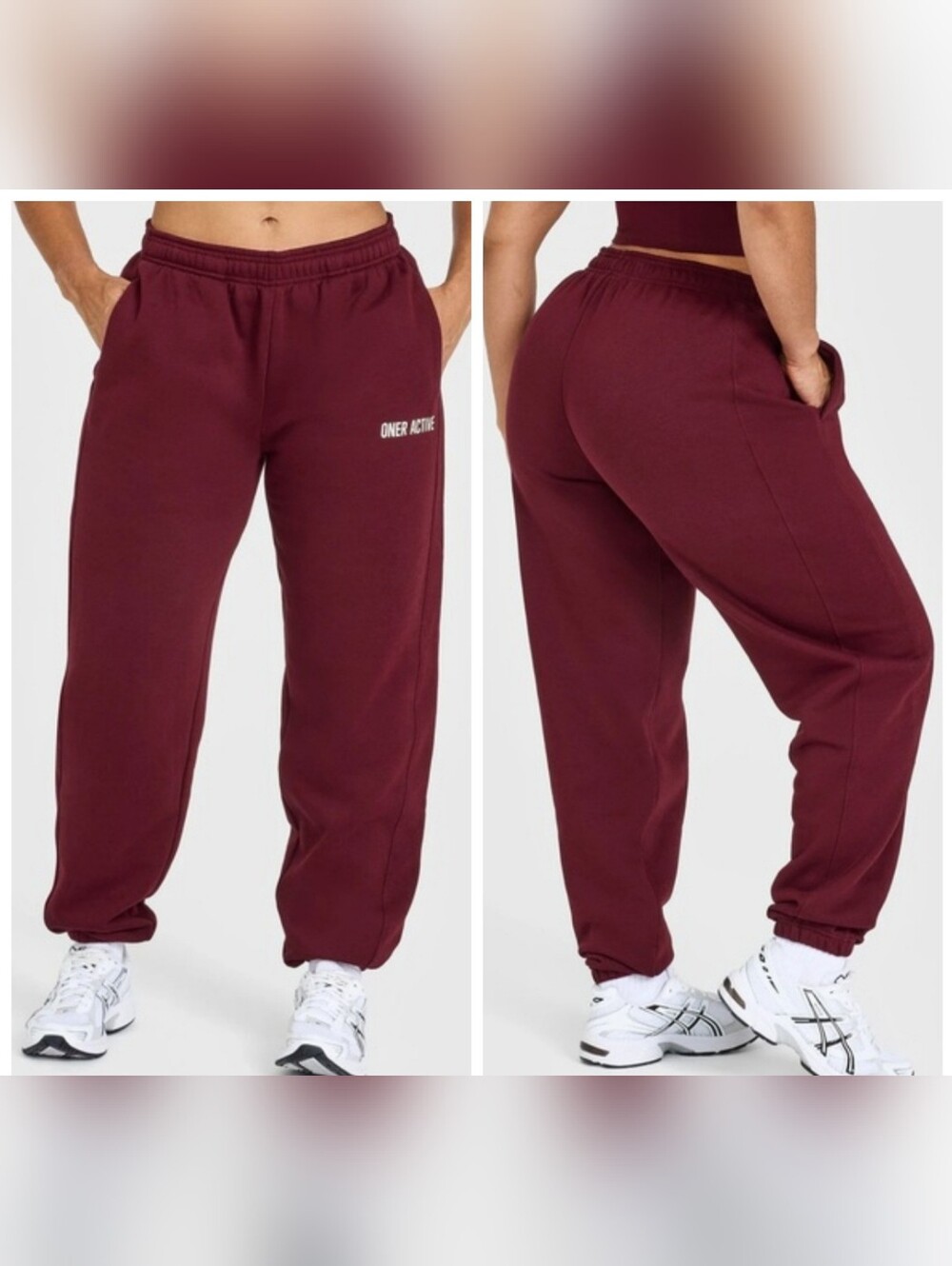 Oner Active foundations joggers sweatpants red rosewood size large medium